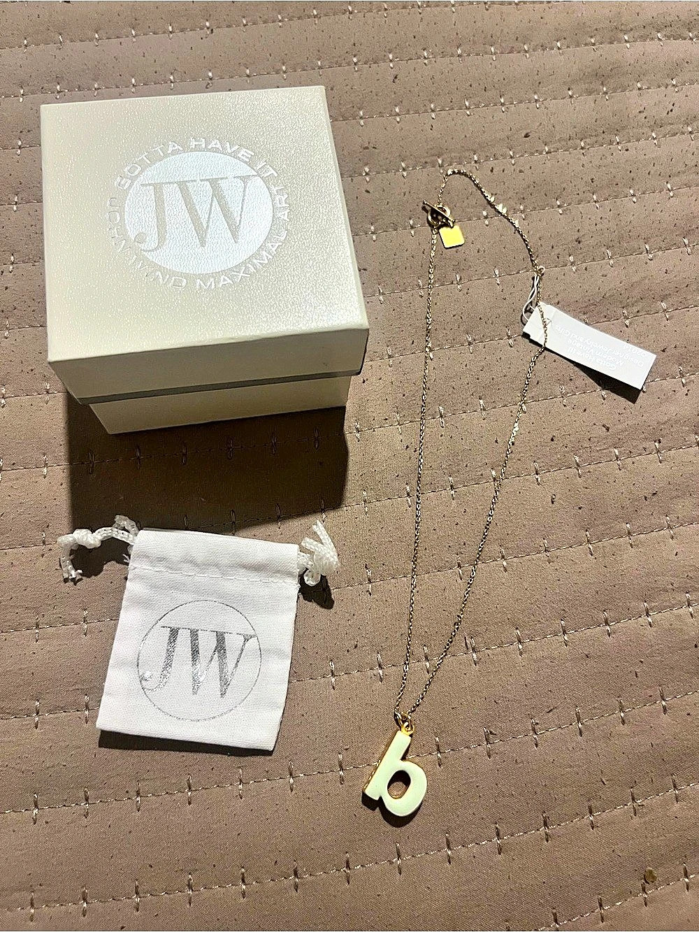 Initial Pendant Necklace in Gold & Cream NWT